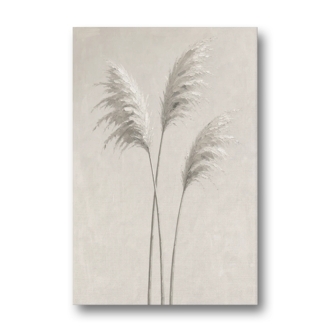 Neutral Botanical Prints of Pampas Grass Plumes - Canvas Wall Art - Front