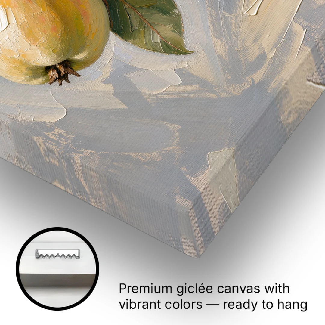 Neutral Botanical Wall Art of a Quince Branch - Canvas Wall Art - Gallery Wrap Corner