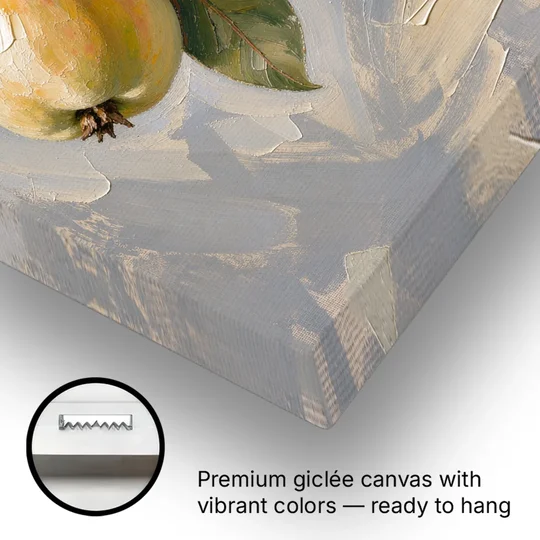 Neutral Botanical Wall Art of a Quince Branch - Canvas Wall Art - Gallery Wrap Corner