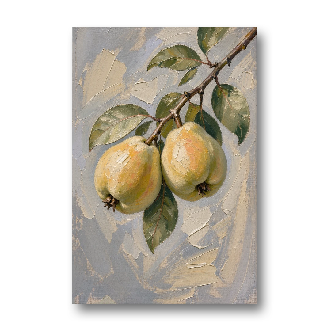 Neutral Botanical Wall Art of a Quince Branch - Canvas Wall Art - Front