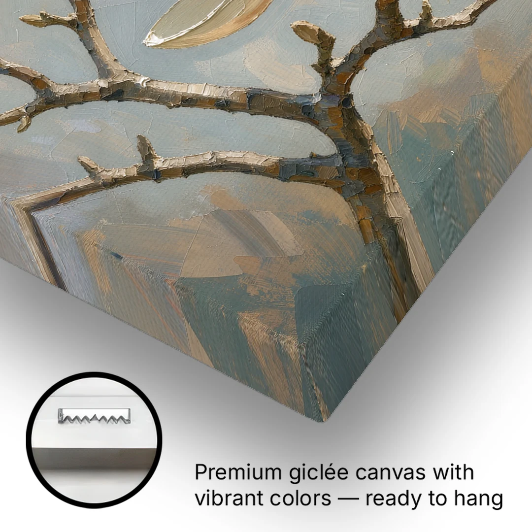 Neutral Flower Painting of a Cream Magnolia Branch - Canvas Wall Art - Gallery Wrap Corner