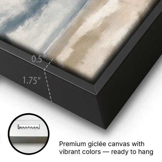 Neutral Landscape of Passing Rain Over the Plain - Black Framed Canvas Wall Art - Gallery Wrap Corner