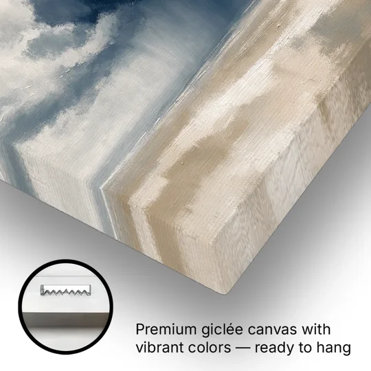 Neutral Landscape of Passing Rain Over the Plain - Canvas Wall Art - Gallery Wrap Corner
