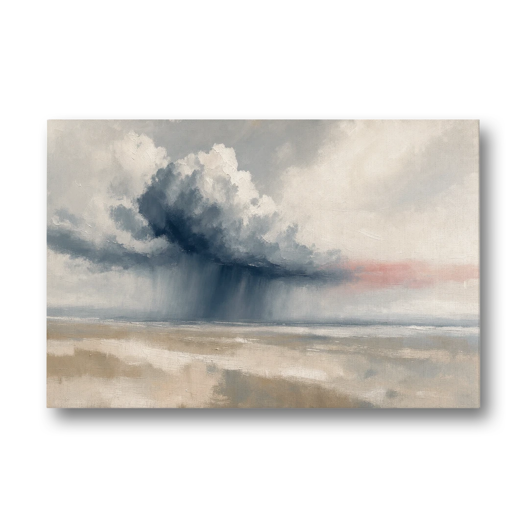 Neutral Landscape of Passing Rain Over the Plain - Canvas Wall Art - Front