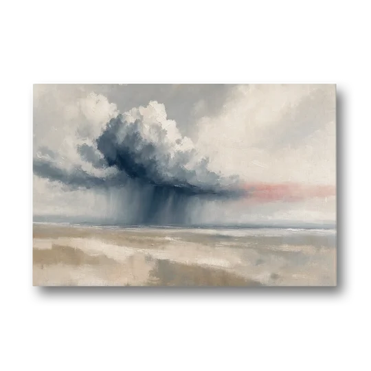 Neutral Landscape of Passing Rain Over the Plain - Canvas Wall Art - Front
