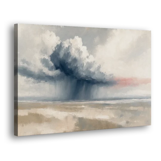 Neutral Landscape of Passing Rain Over the Plain - Canvas Wall Art - Side