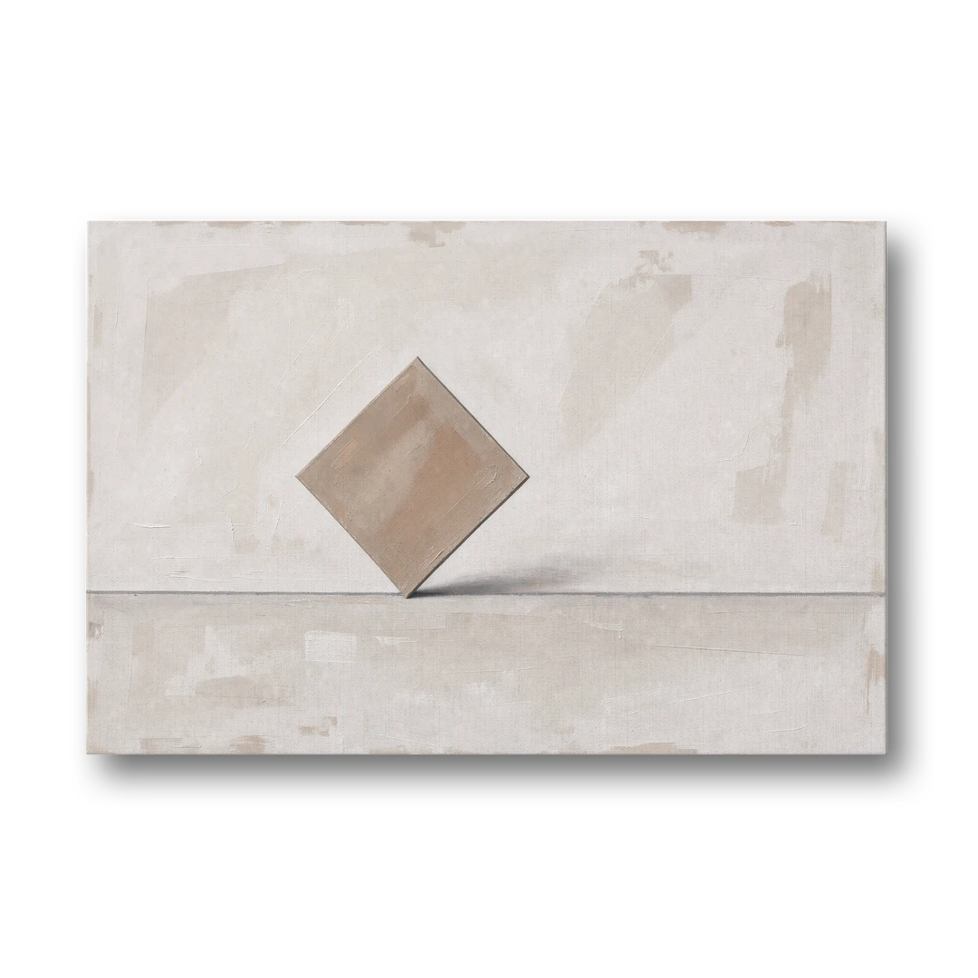 Neutral Modern Wall Art of a Balancing Square - Canvas Wall Art - Front