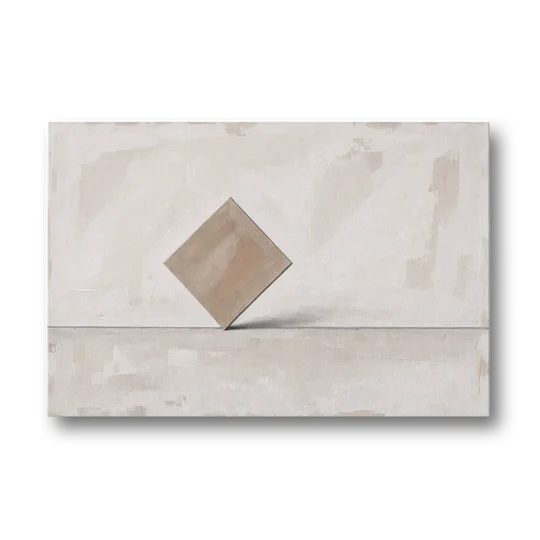 Neutral Modern Wall Art of a Balancing Square - Canvas Wall Art - Front