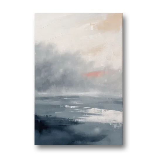 Neutral Sea Fog on Calm Water - Canvas Wall Art - Front