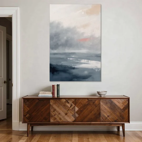 Neutral Sea Fog on Calm Water - Canvas Wall Art - Coffee Table - 40x60