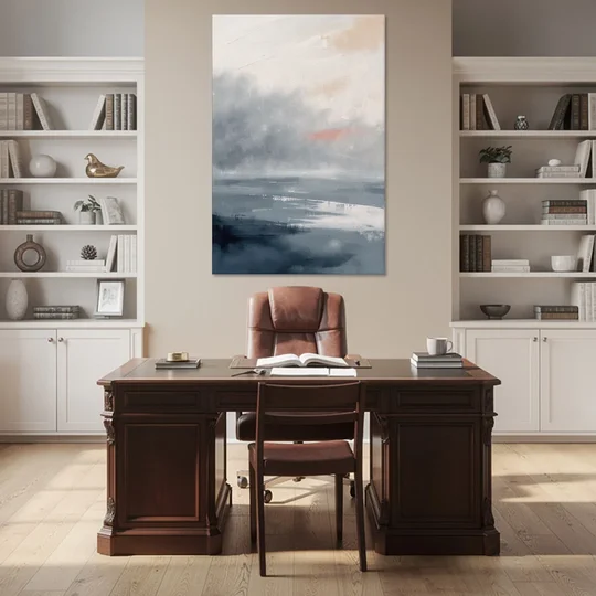 Neutral Sea Fog on Calm Water - Canvas Wall Art - Office - 40x60
