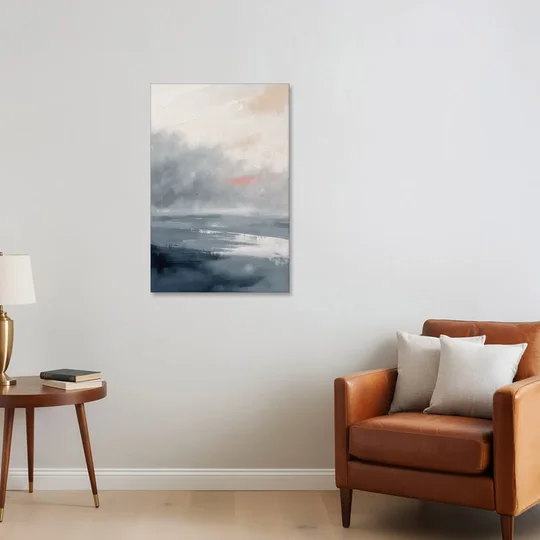 Neutral Sea Fog on Calm Water - Canvas Wall Art - Sofa - 24x36