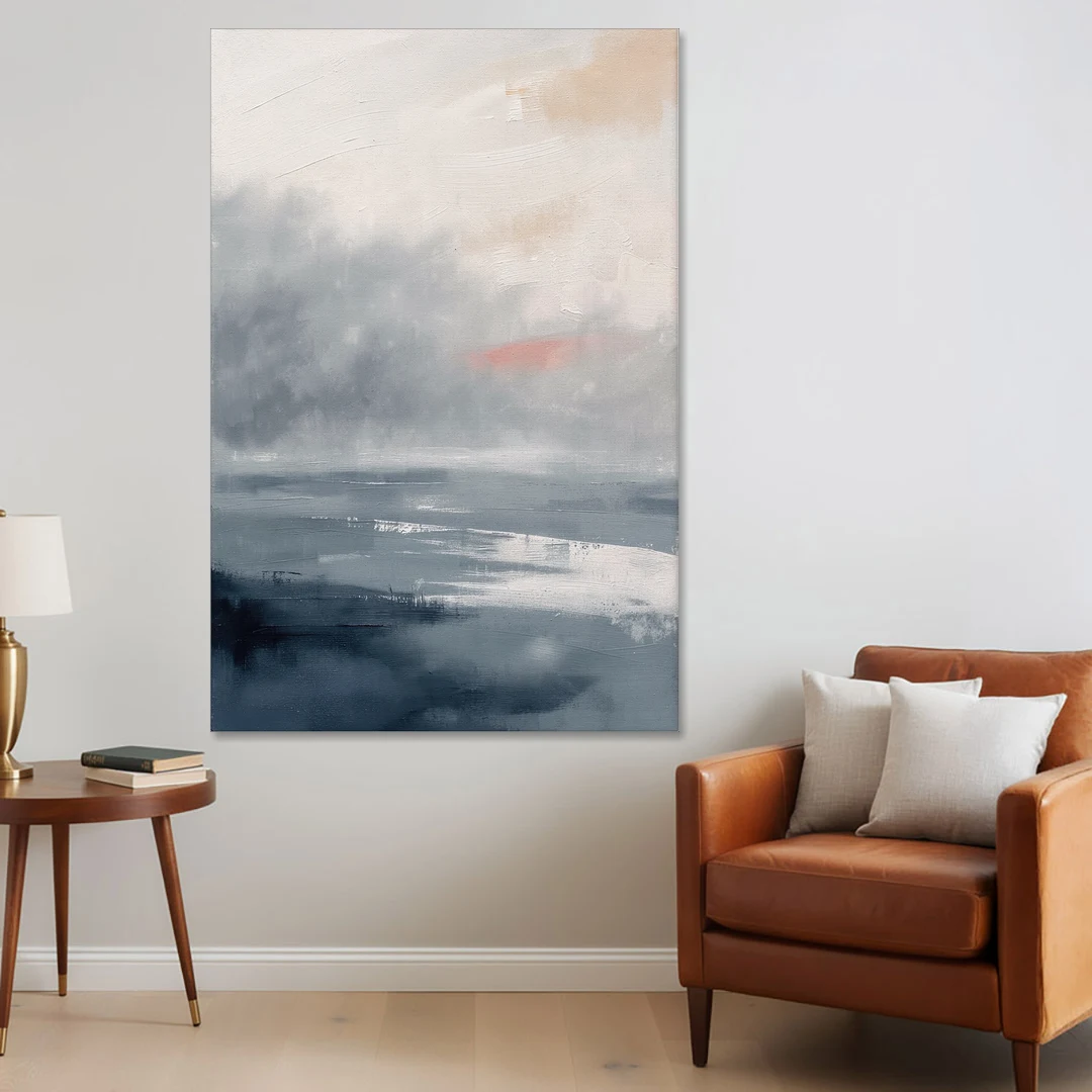 Neutral Sea Fog on Calm Water - Canvas Wall Art - Sofa - 40x60