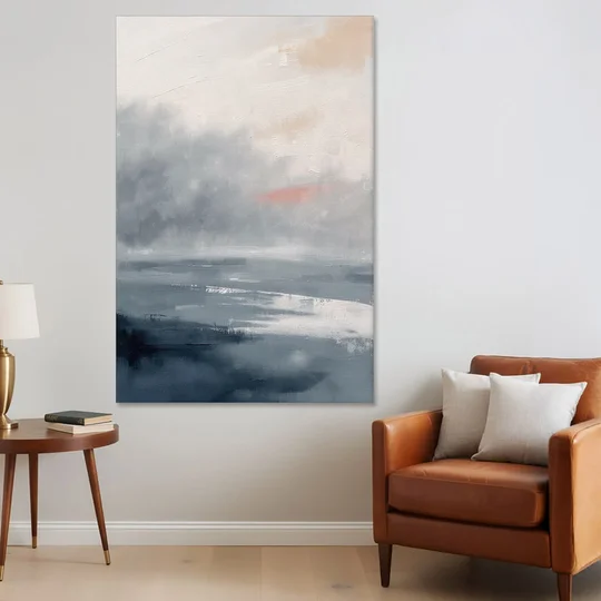 Neutral Sea Fog on Calm Water - Canvas Wall Art - Sofa - 40x60