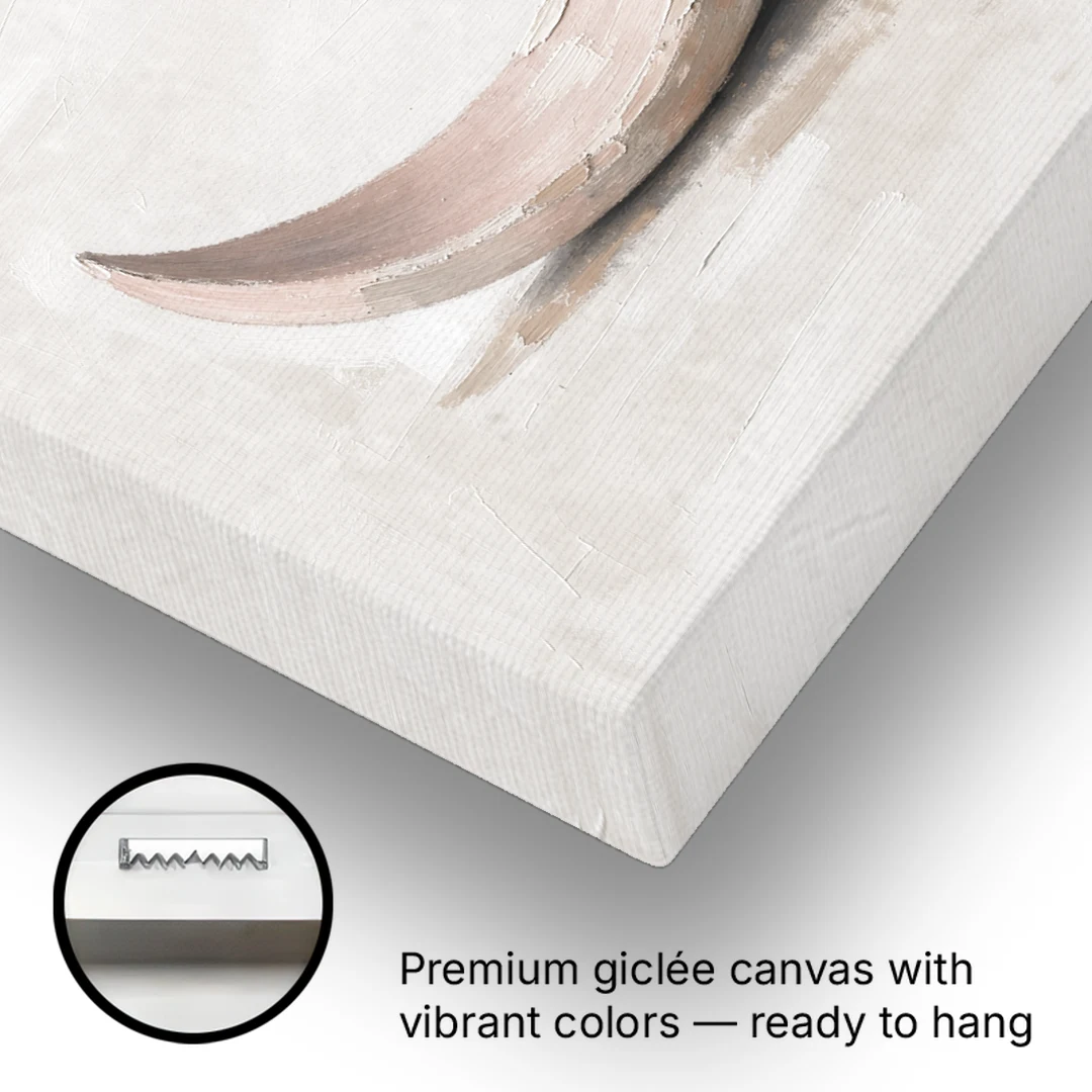 Neutral Wall Art for Bedroom with Blush Crescent Cradle - Canvas Wall Art - Gallery Wrap Corner