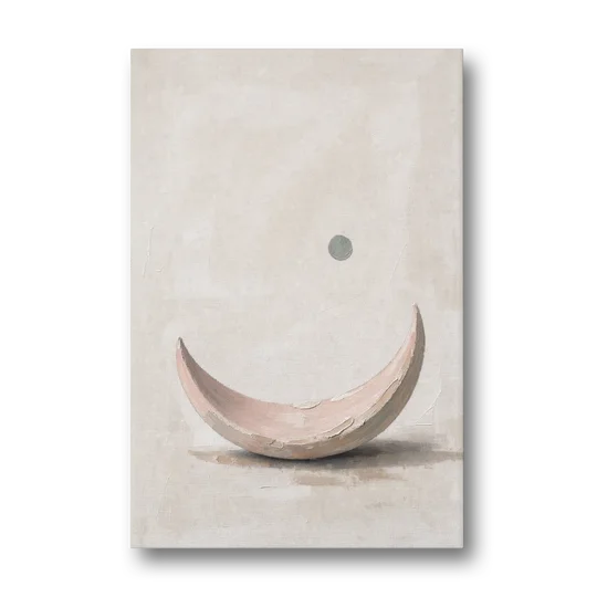 Neutral Wall Art for Bedroom with Blush Crescent Cradle - Canvas Wall Art - Front