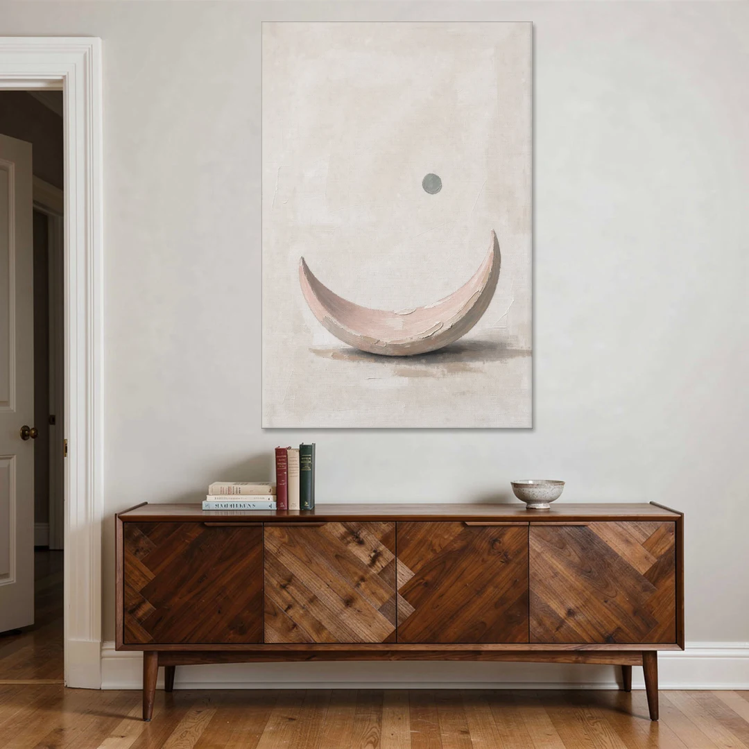 Neutral Wall Art for Bedroom with Blush Crescent Cradle - Canvas Wall Art - Coffee Table - 40x60