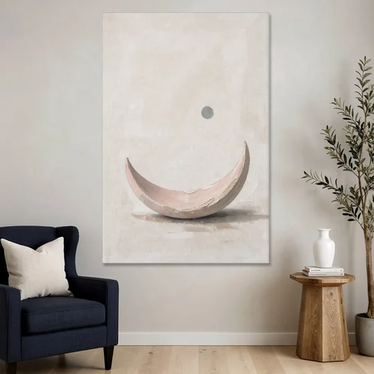 Neutral Wall Art for Bedroom with Blush Crescent Cradle - Canvas Wall Art - Sofa - 40x60
