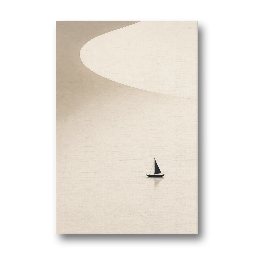 Neutral Wall Art of a Becalmed Sailboat - Canvas Wall Art - Front