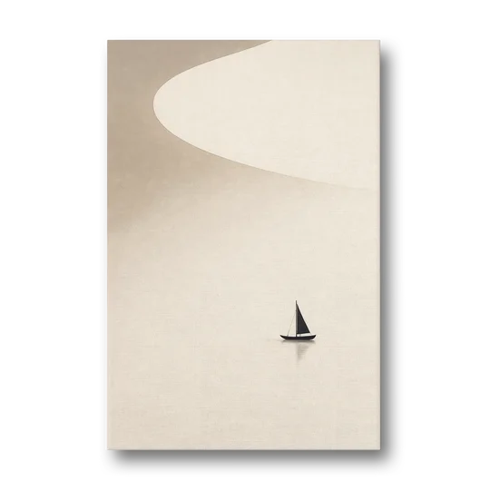 Neutral Wall Art of a Becalmed Sailboat - Canvas Wall Art - Front