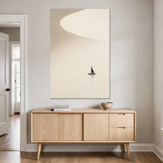 Neutral Wall Art of a Becalmed Sailboat - Canvas Wall Art - Coffee Table - 40x60