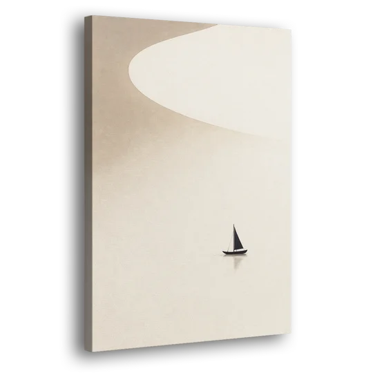 Neutral Wall Art of a Becalmed Sailboat - Canvas Wall Art - Side
