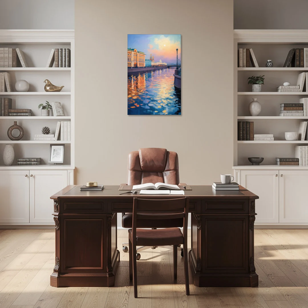 Neva River Reflections - Canvas Wall Art - Office - 24x36