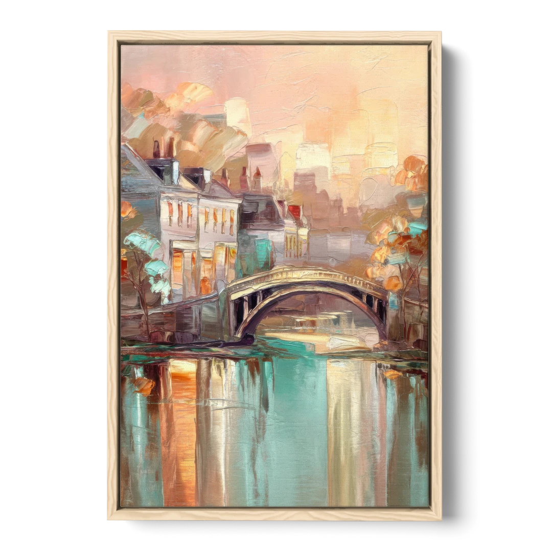 New Hope Artistic Skyline - Oak Framed Canvas Wall Art - Front