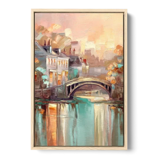 New Hope Artistic Skyline - Oak Framed Canvas Wall Art - Front