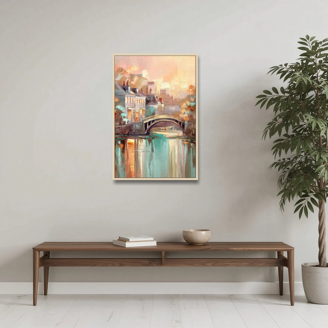 New Hope Artistic Skyline - Oak Framed Canvas Wall Art - Coffee Table - 24x36