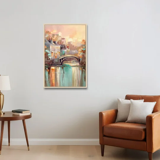 New Hope Artistic Skyline - Oak Framed Canvas Wall Art - Sofa - 24x36