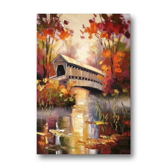 New Hope Covered Bridge Scene - Canvas Wall Art - Front