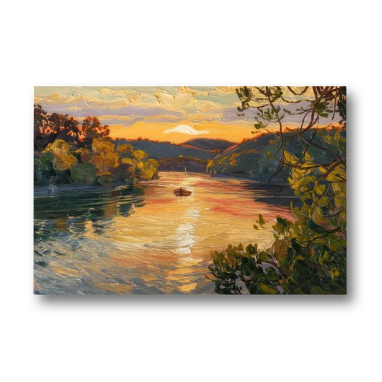 New Hope Delaware River Sunset - Canvas Wall Art - Front