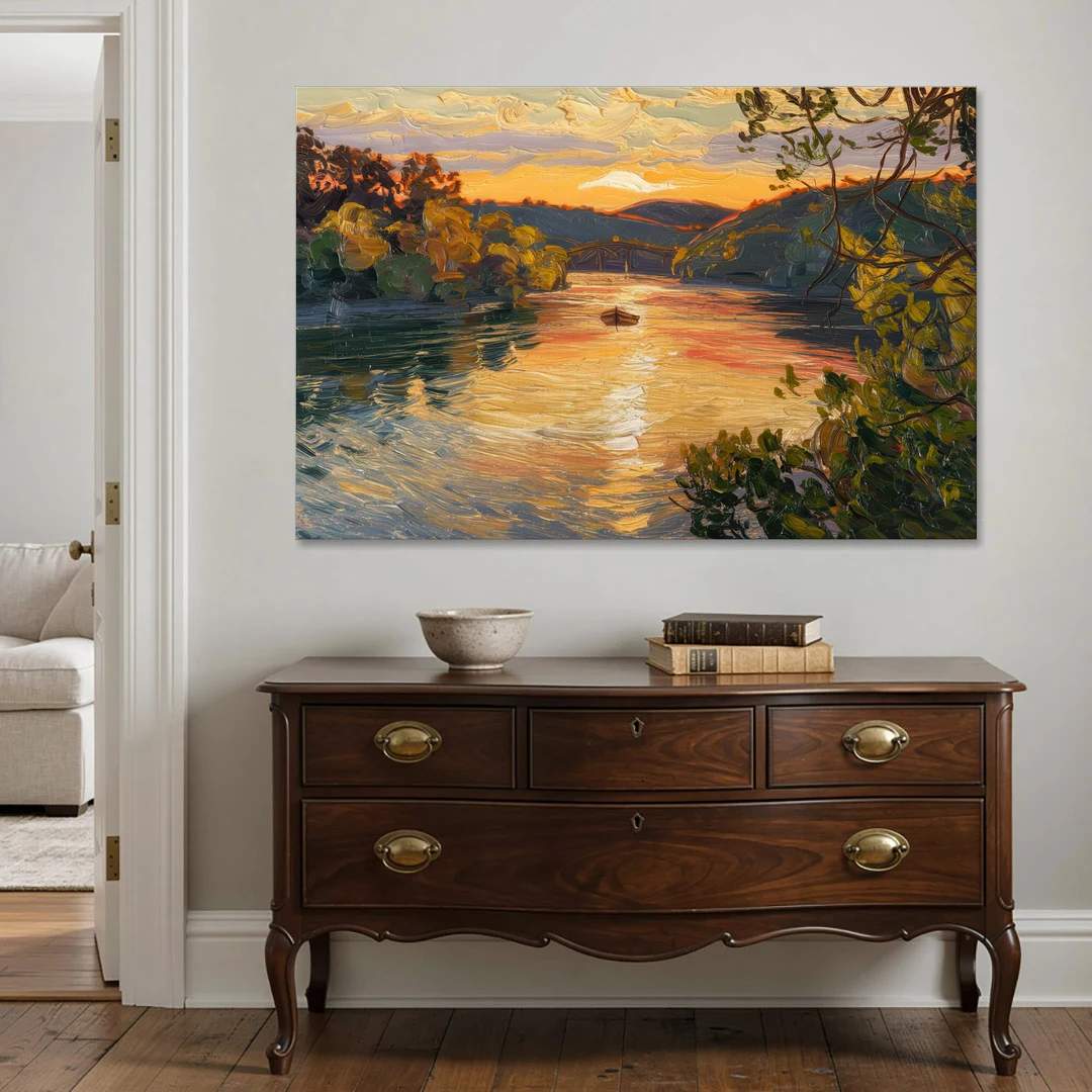 New Hope Delaware River Sunset - Canvas Wall Art - Coffee Table - 60x40