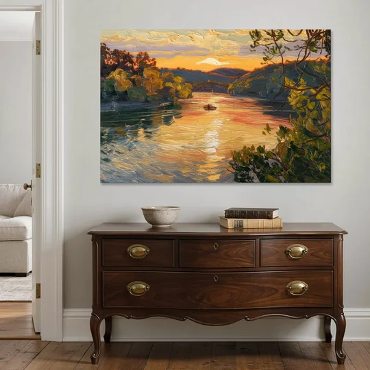 New Hope Delaware River Sunset - Canvas Wall Art - Coffee Table - 60x40