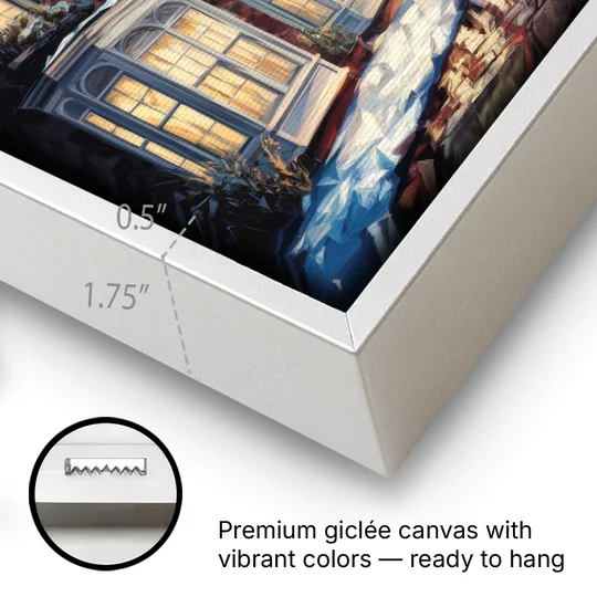 New Hope Historic Downtown - White Framed Canvas Wall Art - Gallery Wrap Corner