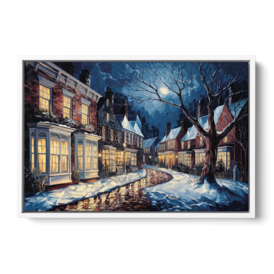 New Hope Historic Downtown - White Framed Canvas Wall Art - Front
