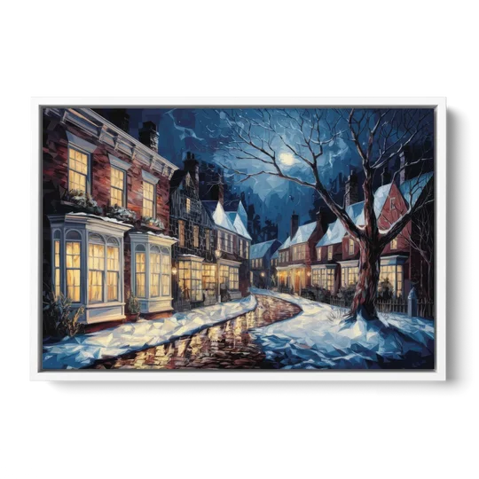 New Hope Historic Downtown - White Framed Canvas Wall Art - Front