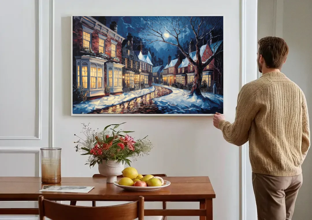 New Hope Historic Downtown canvas wall art above a dining table