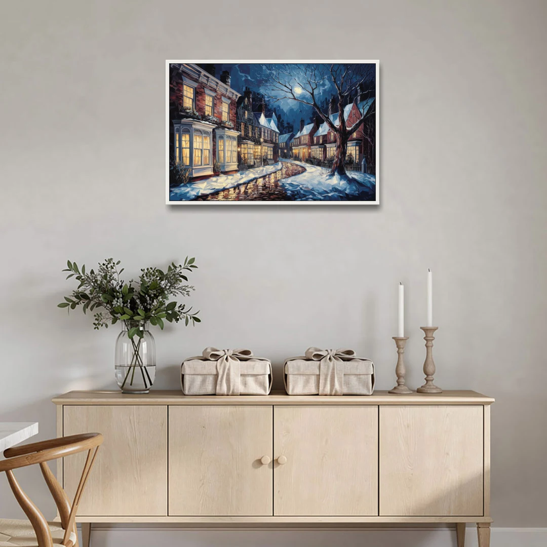 New Hope Historic Downtown - White Framed Canvas Wall Art - Coffee Table - 36x24
