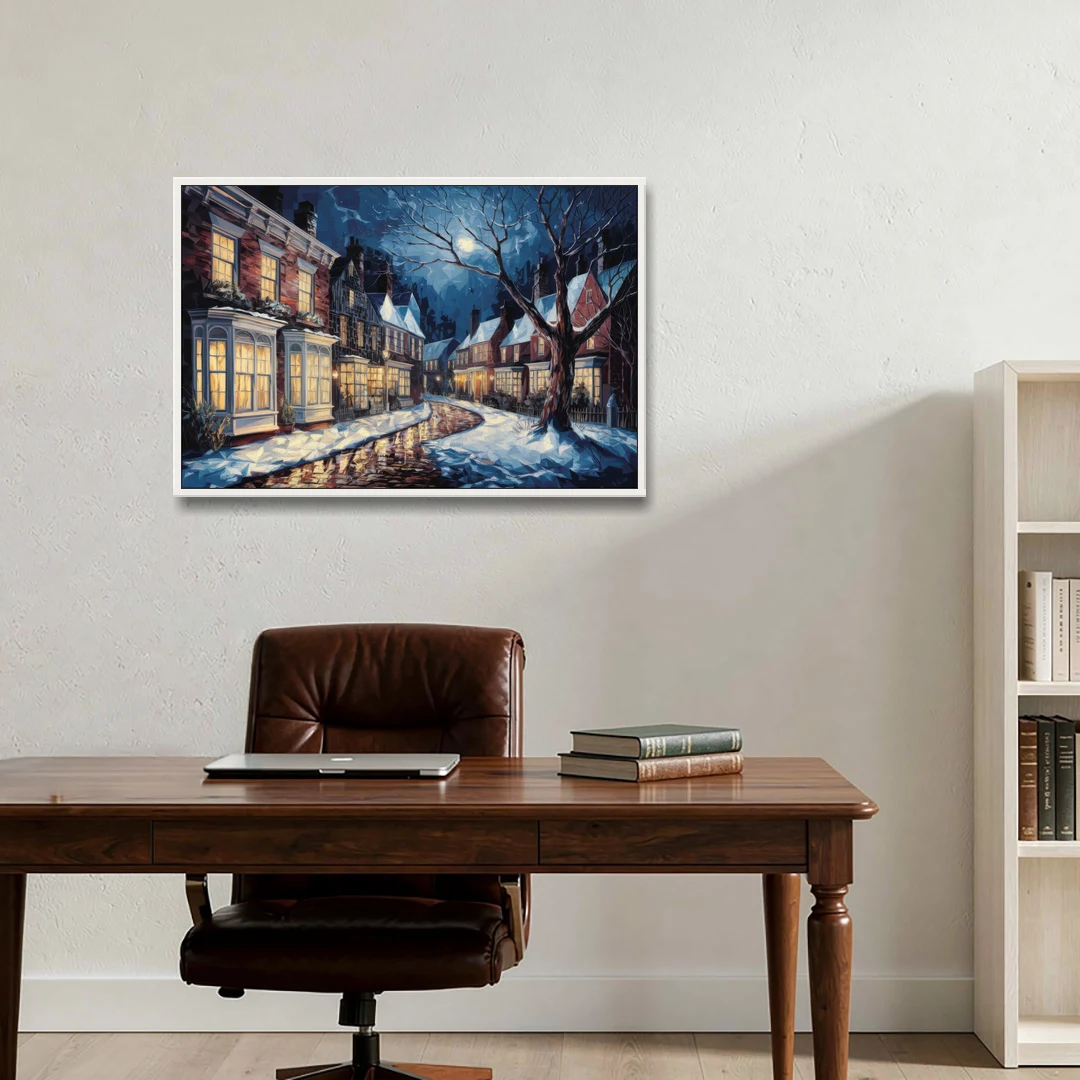 New Hope Historic Downtown - White Framed Canvas Wall Art - Office - 36x24