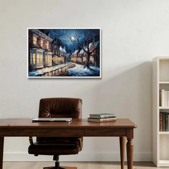 New Hope Historic Downtown - White Framed Canvas Wall Art - Office - 36x24