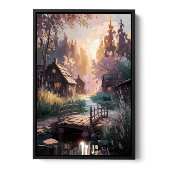 New Hope Rustic Charm - Black Framed Canvas Wall Art - Front