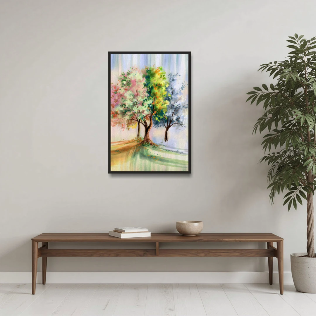 New Hope Seasonal Beauty - Black Framed Canvas Wall Art - Coffee Table - 24x36