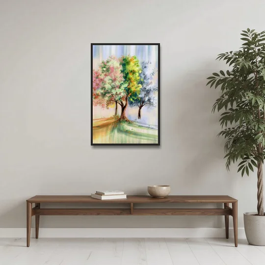 New Hope Seasonal Beauty - Black Framed Canvas Wall Art - Coffee Table - 24x36