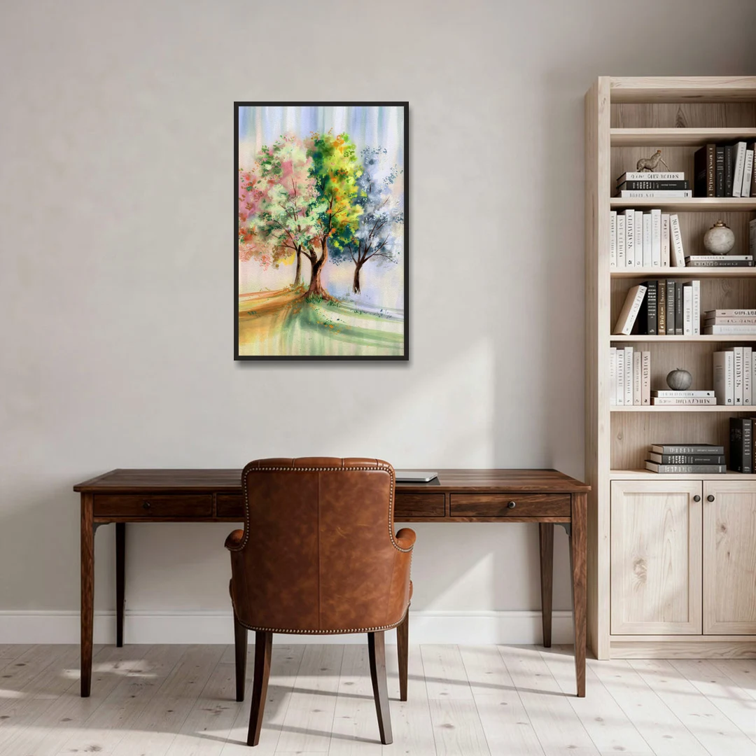 New Hope Seasonal Beauty - Black Framed Canvas Wall Art - Office - 24x36
