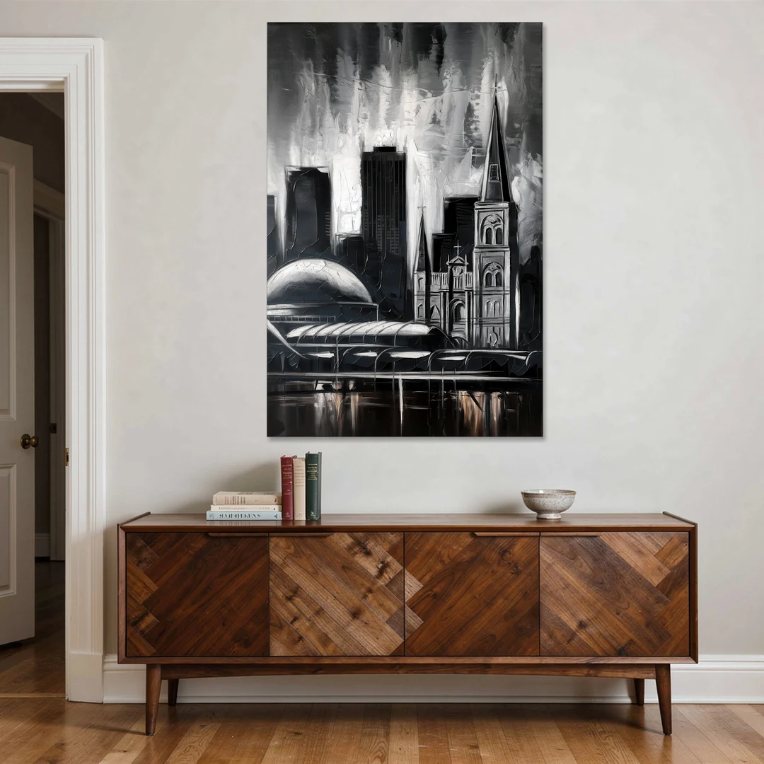 New Orleans Black and White Skyline - Canvas Wall Art - Coffee Table - 40x60