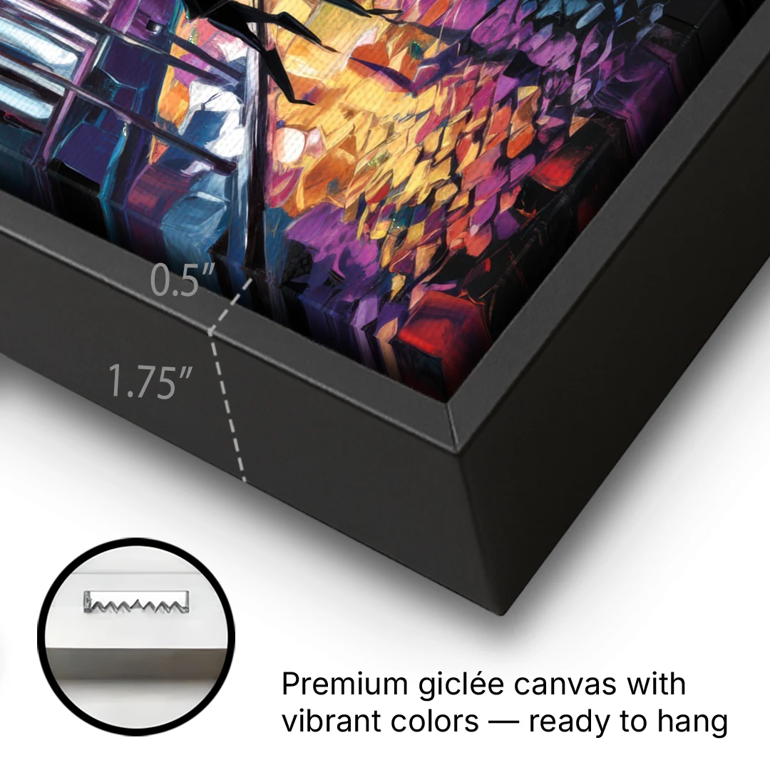 New Orleans Bourbon Street Vibes - Black Framed Canvas Wall Art - Gallery Wrap Corner