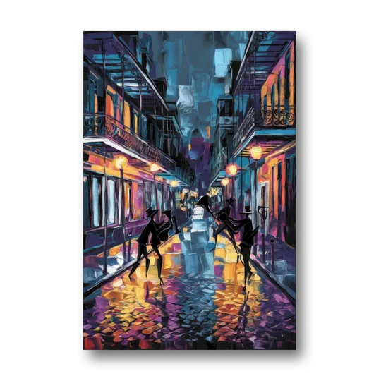 New Orleans Bourbon Street Vibes - Canvas Wall Art - Front