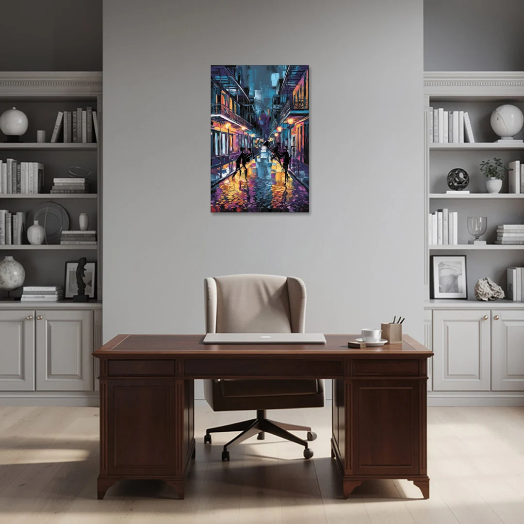 New Orleans Bourbon Street Vibes - Canvas Wall Art - Office - 24x36